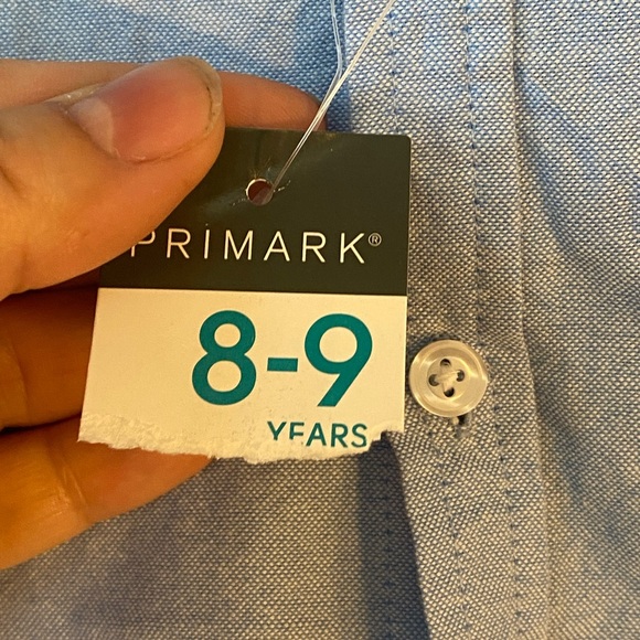 NWT Primark Blue Traditional Long Sleeve Button Down Shirt, size 8/9 - Picture 5 of 7